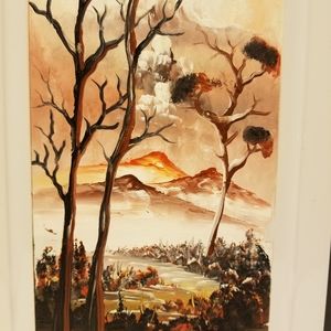 Vintage Oil Painting on Porcelain Tile of Nature.